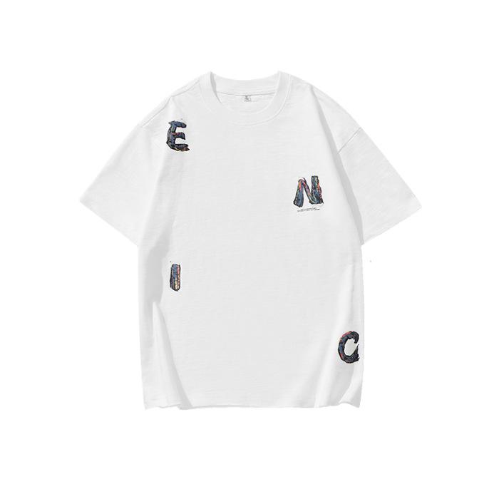 New Summer Loose Short-sleeved T-shirt Men's Printed Pure Cotton Casual Round Neck Top