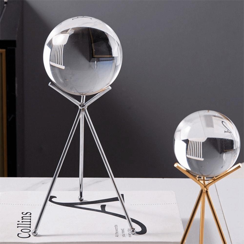 Simple Triangle Crystal Ball Base Gold/Silver Sphere Display Stand  Desktop Ornaments