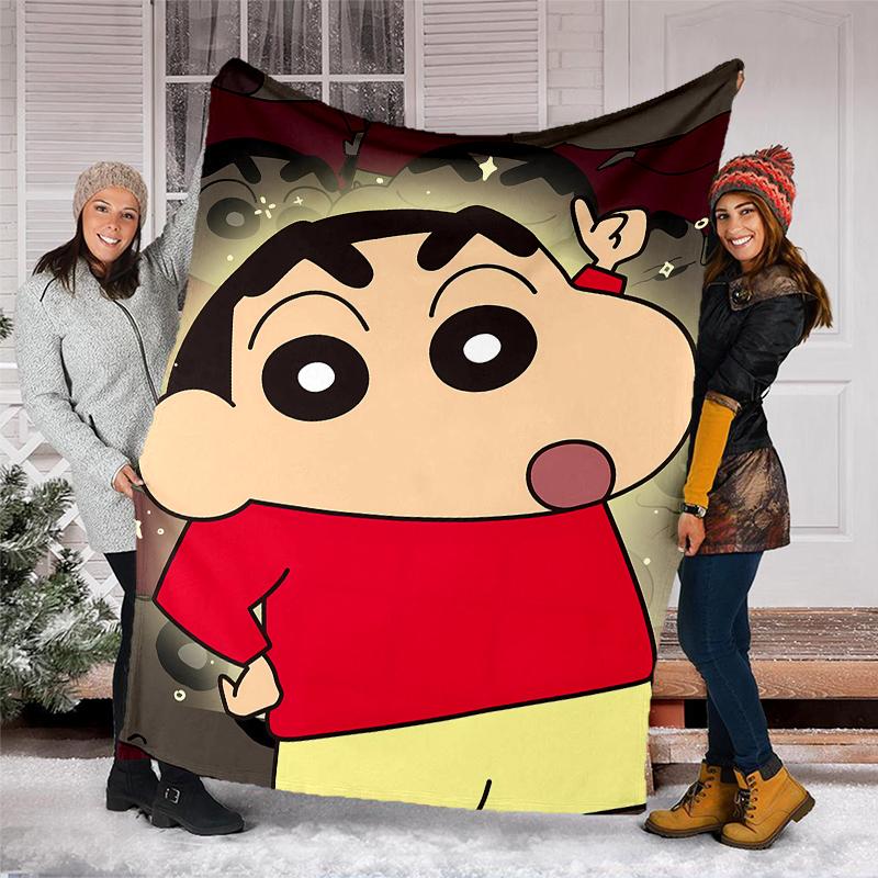 Crayon Shin-chan printed throw blanket—soft,warm;versatile blanket for all seasons—perfect as &air-conditioning throw,nap blanket