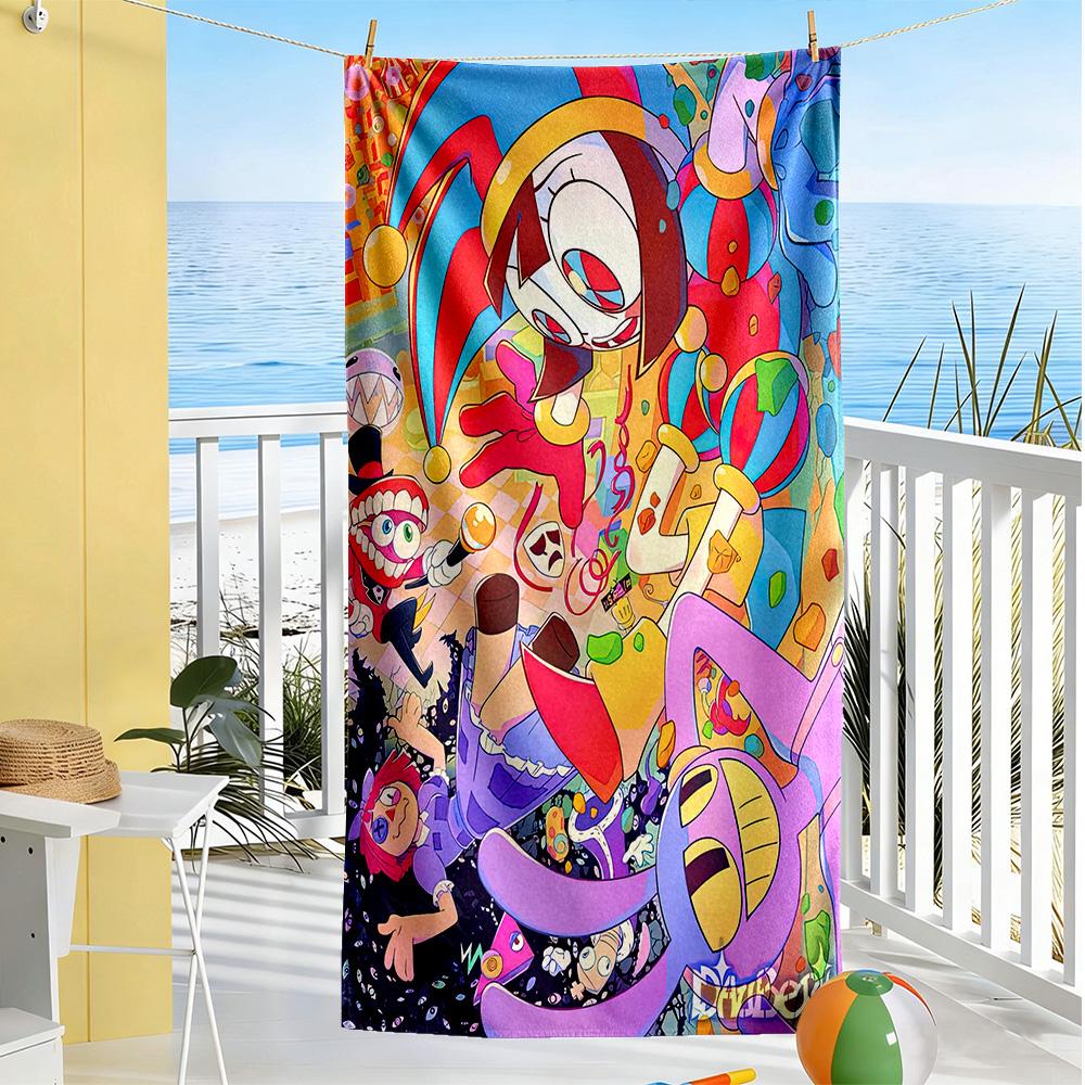 Digital Circus Beach Towel Super Soft & Absorbent Comfortable Lightweight Perfect for Traveling Yoga Camping and Swimming