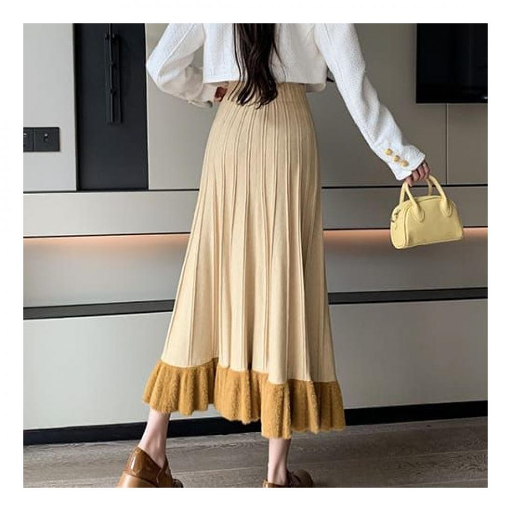 Navava Hem Point Banding Knit Long Skirt Ns374