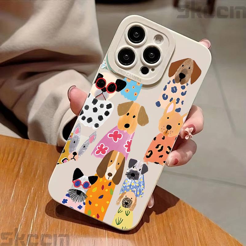 Funny Colorful Dog Pattern Design Phone Case For iPhone 17 16 15 14 Pro Max 12 11 13 Mini 17 Air XS X XR 7 8 Plus 16e Soft Cover