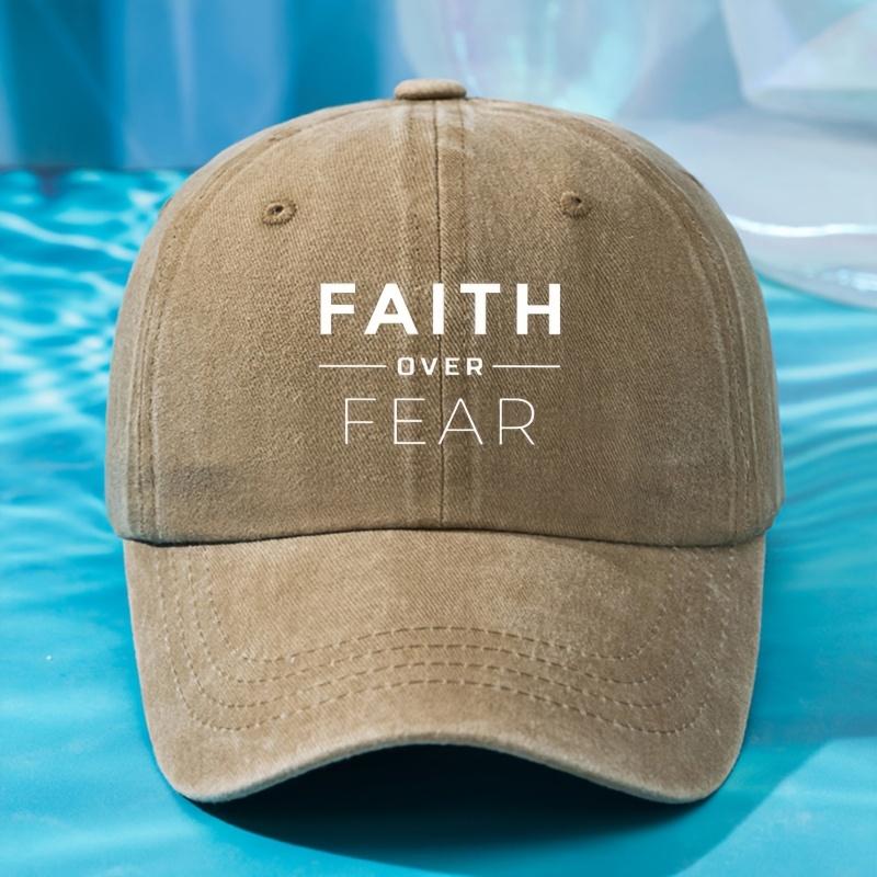 Vintage Dad Hat Lightweight Polyester Vintage Washed Baseball Cap  Adjustable Faith Over Fear Dad Hat  Multiple Colors