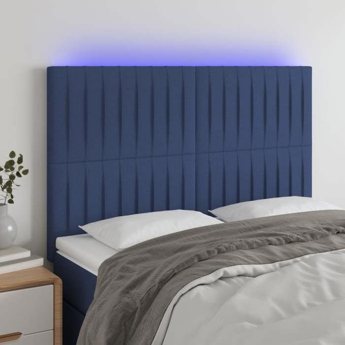 VidaXL Tête de Lit à LED Meuble de Chambre à Coucher Accessoire de Lit Double Tête de Cadre de Lit Intérieur Bleu 3122666