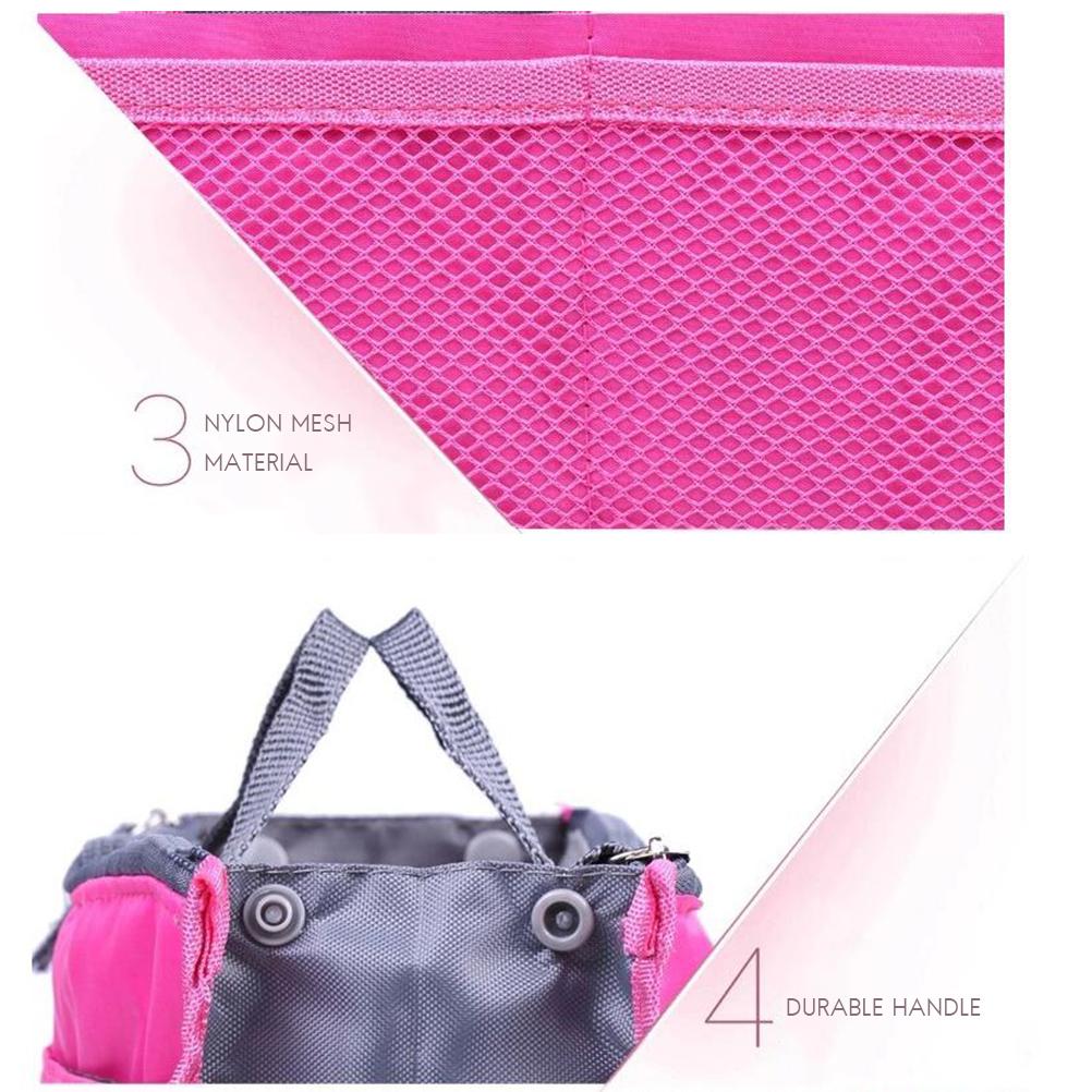 Women Multifunction Makeup Handbag Various Pockets Large Cosmetic Handbag Organizer for Travel Pink