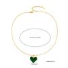 Versatile Green Diamond Heart Chain Necklace - European & American Fashion