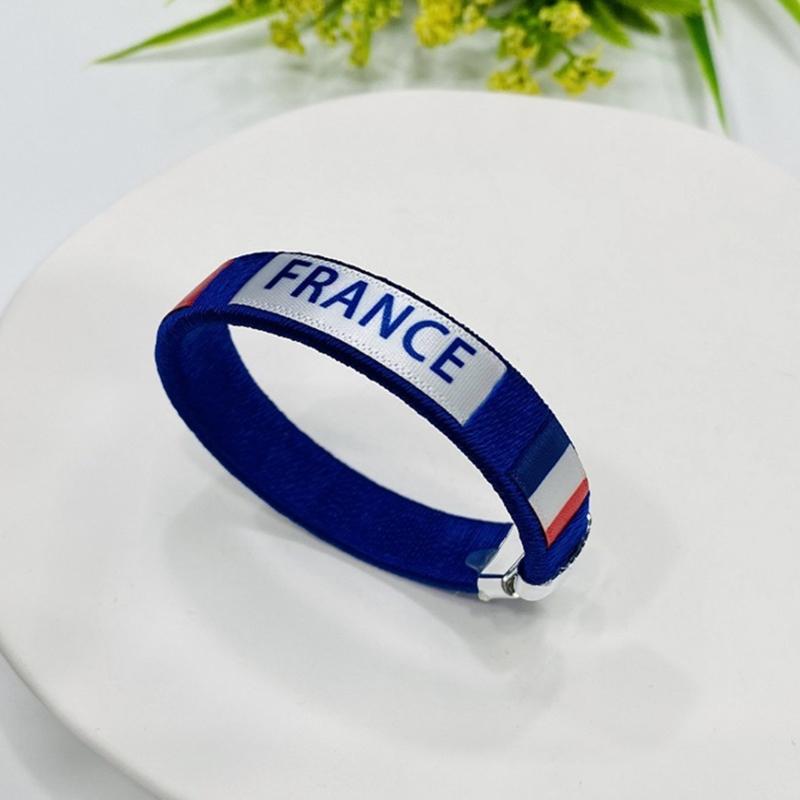 Stylish Country Flag Alloy Bracelet Football Fan Bracelet Country Flag Wristband Alloy Texture Perfect for Football Fan