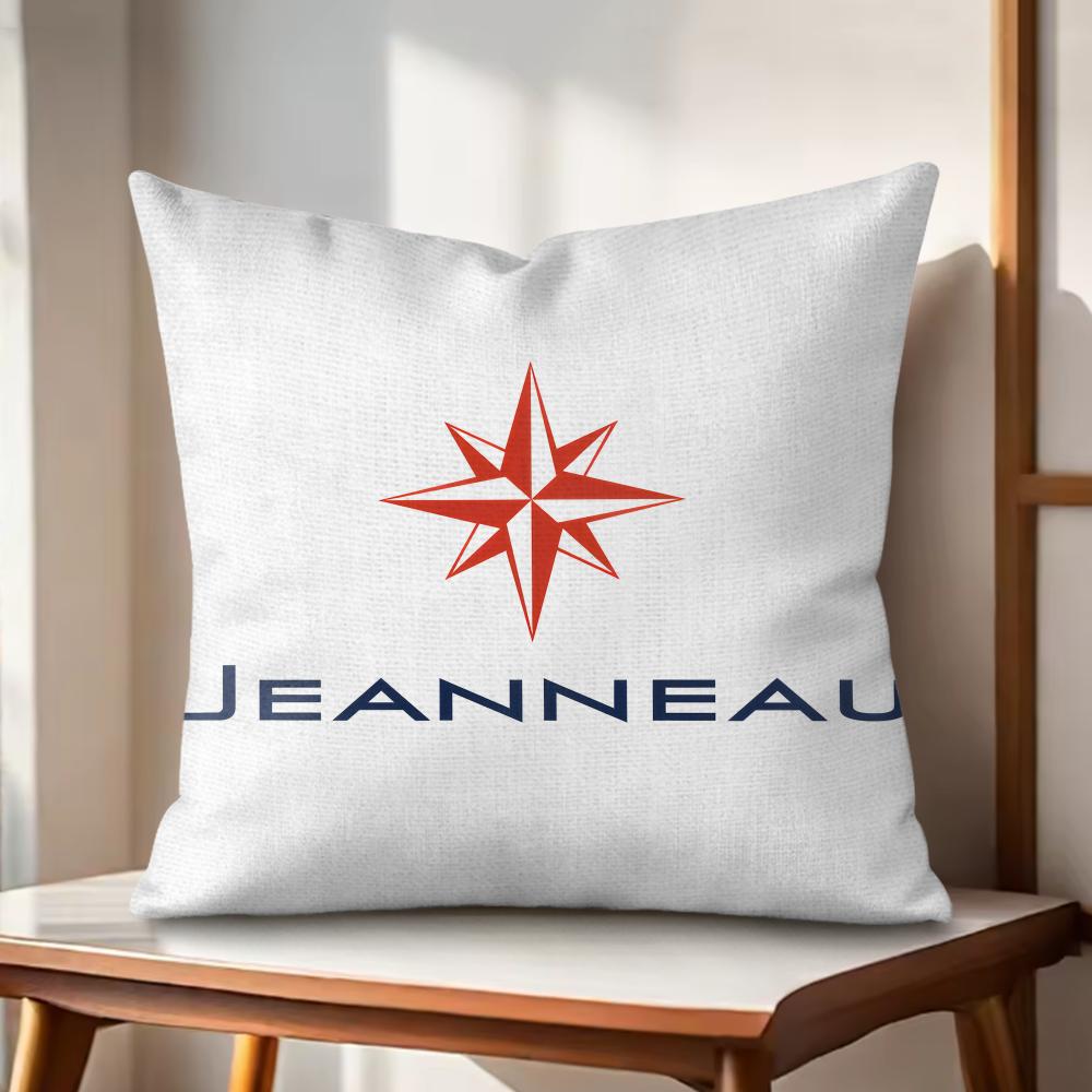 Classic JJEANNEAU Logo Cushion Cover Natural Linen Organic Fabric DoubleSided Printing Couch Pillow Covers Home Decor