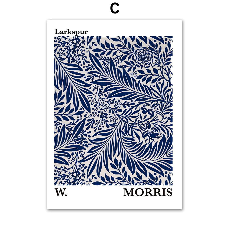 Navy Blue Abstract Matisse William Morris Wall Art Print Canvas Painting France Flower Nordic Posters Decor Pictures Living Room