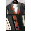 Men's Trendy Color Block V-neck Knit Cardigan - Korean Style Autumn/Winter Sweater Coat