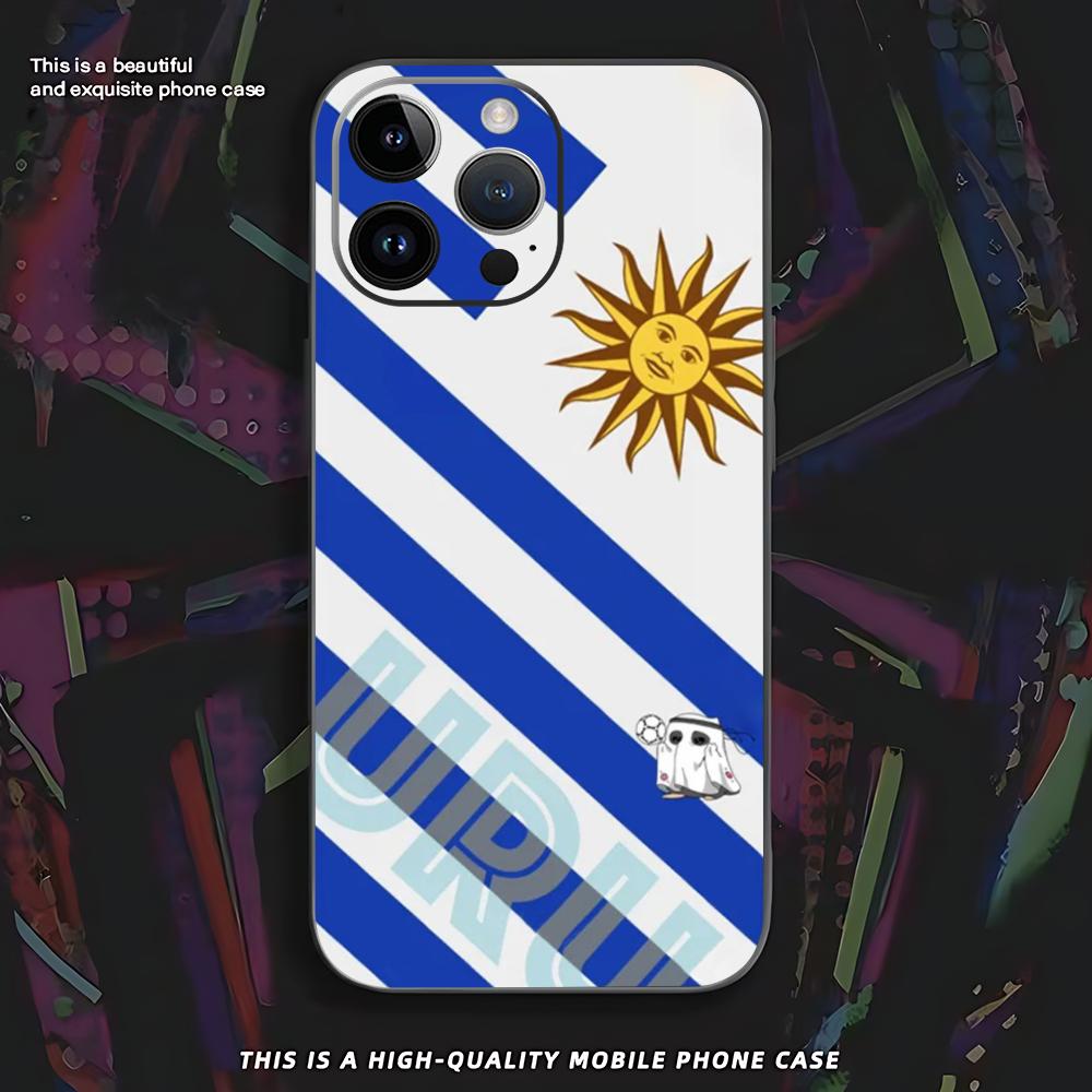 Uruguay flag ins Phone Case For iPhone 16 16e 15 14 13 12 11 XS XR Plus Mini Pro Max Soft black Shockproof Cover