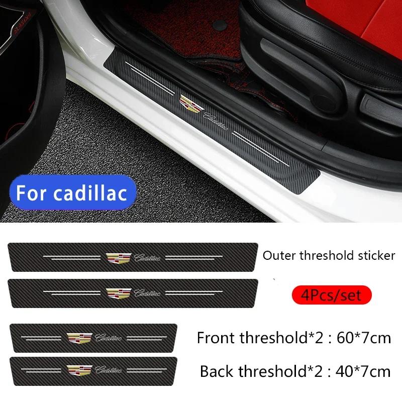 Leather Car Door Sill Protector Sticker Threshold Decals for Cadillac Seville XT4 CT4 CT5 ATS SLR STS EXT CTS XTS Escalade Coupe