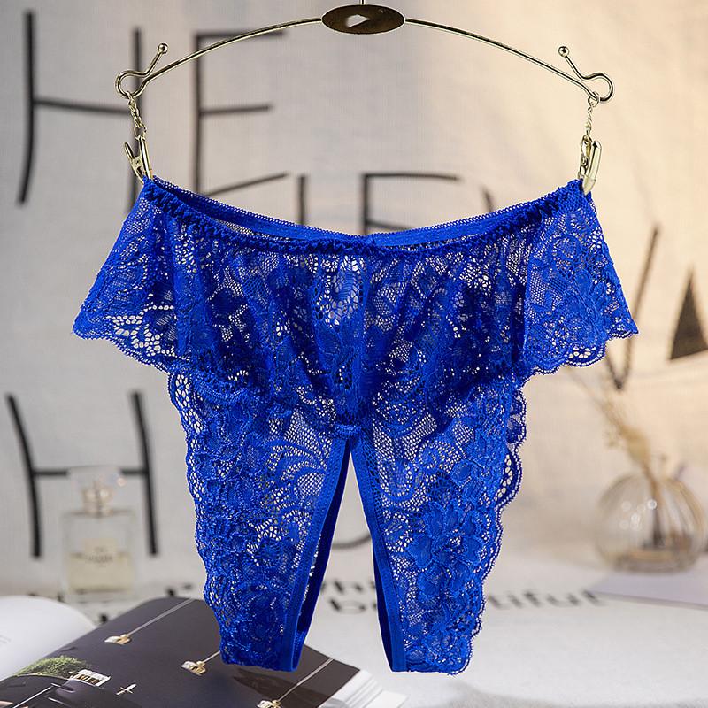 Women Sexy Open Crotch Panties Lace Transparent Thongs for Sex Lingerie Plus Size Briefs