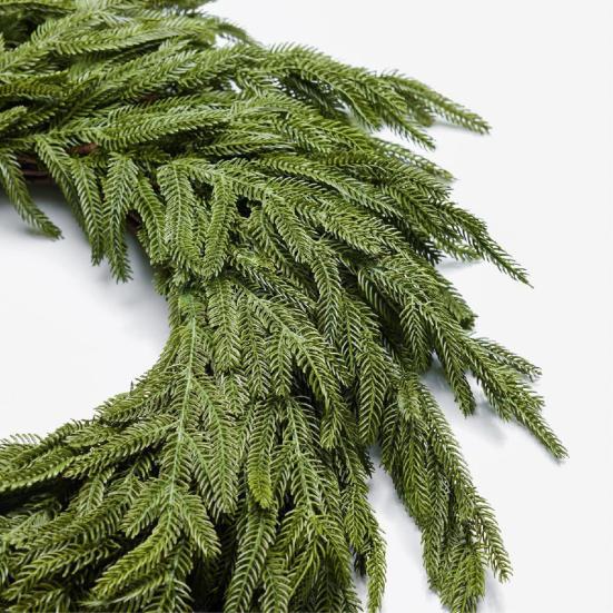 6ft Vánoční girlanda z borovice norfolské s realistickým vzhledem, umělá zeleň, borová girlanda pro sváteční stůl, krbovou římsu, zeď, vnitřní i venkovní dekoraci