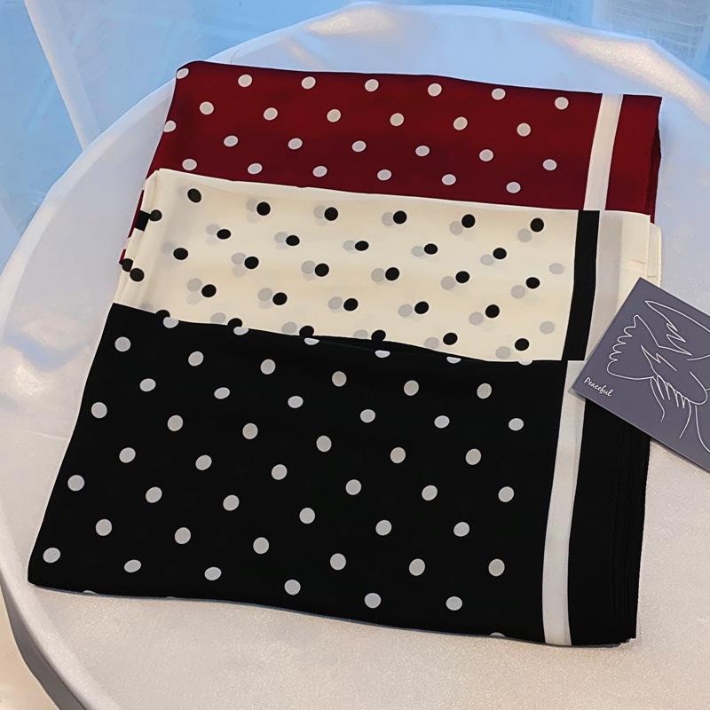Polka Dot Silk Scarf: Versatile Spring/Autumn Accessory & Hairband for Women