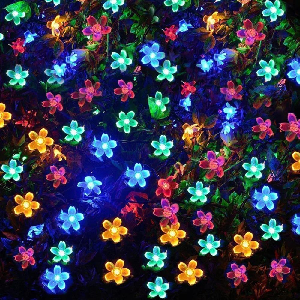 Solar Cherry Garden Flower Lights Battery-operated Garland Solar Outdoor Waterproof Lawn Pathway Christmas Decoration