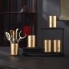 Copper Ebony Wood Tea Ceremony Six Tools Set Gongfu - Teaspoon Pick Tongs Scoop Brush Caddy