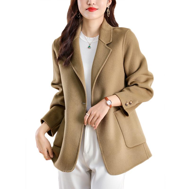 Women's Slim Fit Double-Sided Wool Coat with Lapel - 2025 New Style Fashion Outerwear