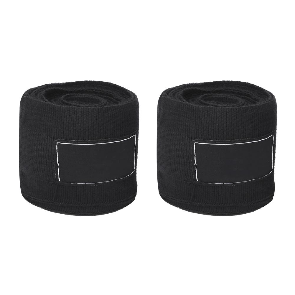 A Pair Black Polyurethane 3M Boxing Winding Bandage Fighting Sanda Muay Hand Wraps Sports StrapBlack Elastic 3m