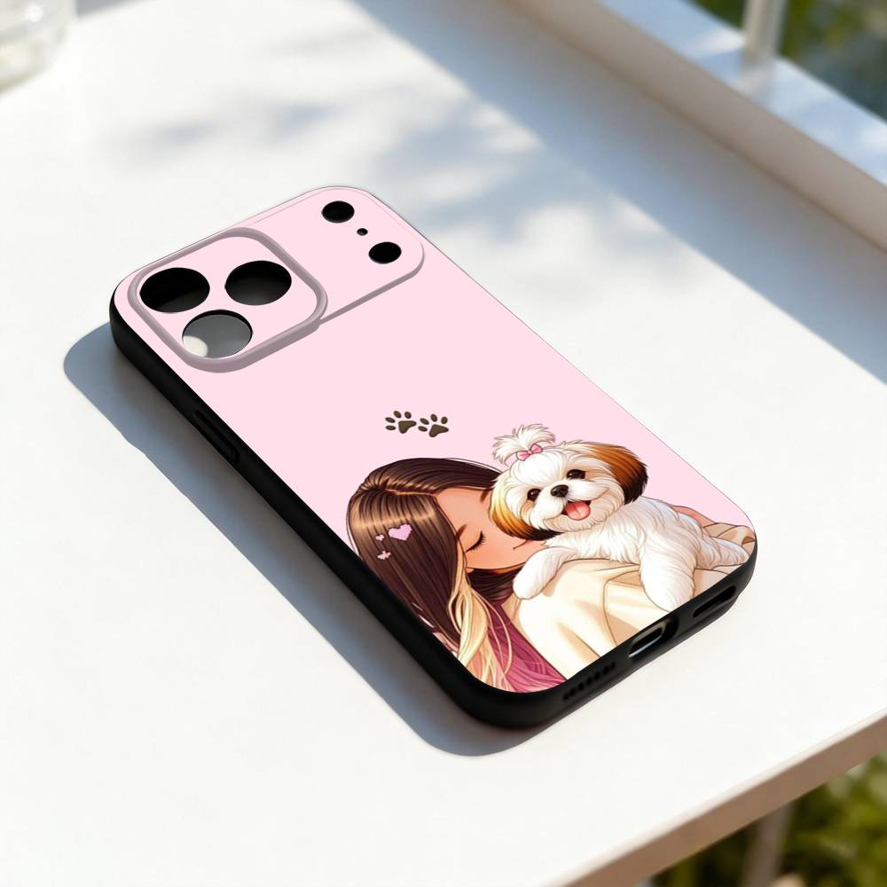 

Shih Tzu Painting Animal Cute For iPhone 17,16,15,14,13,12,11,Pro,Max,Plus,E,SE4,Air,Mini Black Soft Cover Phone Case iPhone16