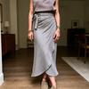 Women Skirt, High Waist Large Hem Midi Skirt, Irregular Split Slimming Skirt for Work Leisure Daily Wear Beach Travel Parties