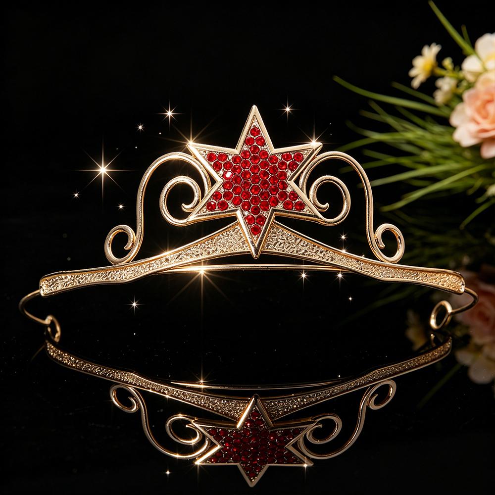 Minimalist Celestial Star Gold Plated Rhinestone Bridal Tiara Sparkling Starry Crystal Queen Crown Hair Accessory Elegant Prom