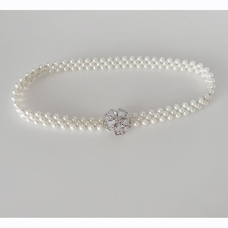 Women's Stylish New Pearl Belt With Crystal Flower Design Ideal For Dress Accessories