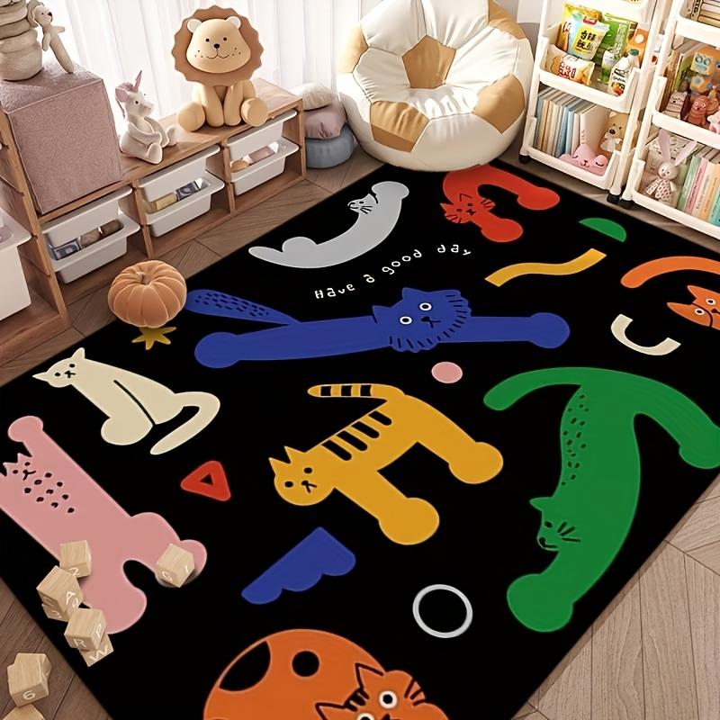 

Cat Splicing Pattern Washable Carpet Abstract Style Imitation Cashmere Velvet Anti Slip Backing Living Room Bedroom Bedside Home 50x80cm20x31in