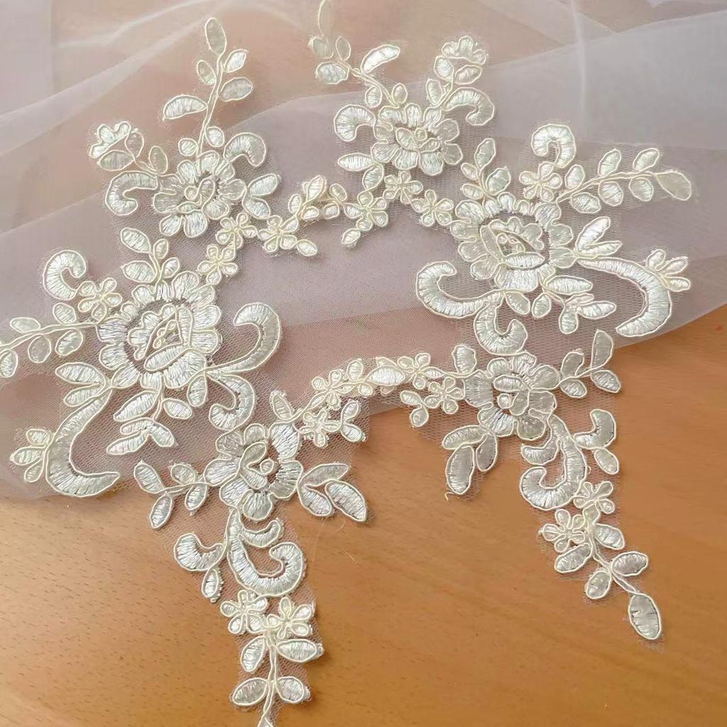 10 -20 Pcs Wedding Dress Lace Trim Patch Applique Lace Fabric DIY Bride Hair Accessory White Red Black Sew Decoration RS356