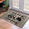 1 Wilderness Camping Theme Non-Slip Floor Mat-Polyester Floor Mat with Camper Pine Tree and "Happy Camping" Pattern for Bathroom