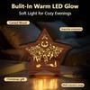 Christmas Festival LED Star Ornament: Glowing Wooden Night Light Decoration