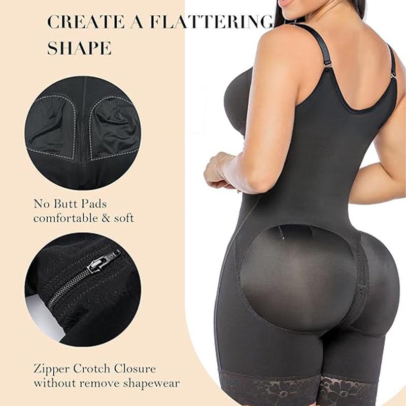 Women's Plus Size Postpartum Body Shaper - Cross Buckle Zipper Bodysuit for Tummy Control & Butt Lift with Waist Cincher
