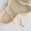 Moonstone pendant, freshwater pearl necklace, women's niche design sense, natural baroque pearl collarbone chain, neck chain tide