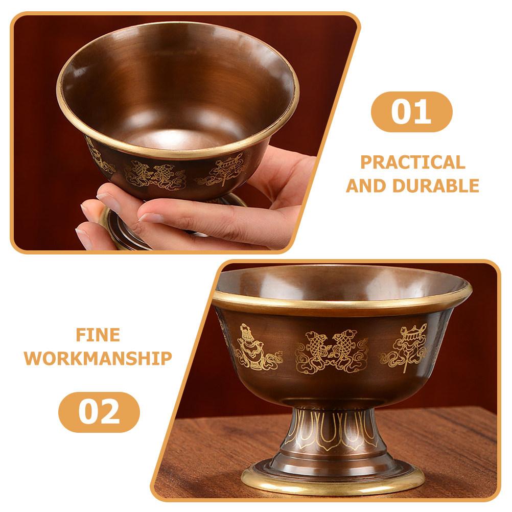 Copper Offering Cup Compact Polished Interior Sacrifice Cup for Altar Buddhist Worship Ritual Use Metal Bowl Offering Bowl