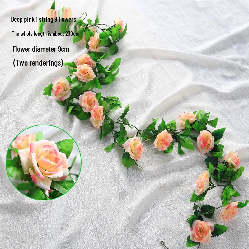 Artificial Rose Vine for Air Conditioning Pipe and Staircase Decoration