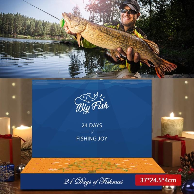 Fisherman's Delight Advents Calendar 2024 Fishing Enthusiast Advents Calendar 24Pcs Lures for a Christmas Countdowns