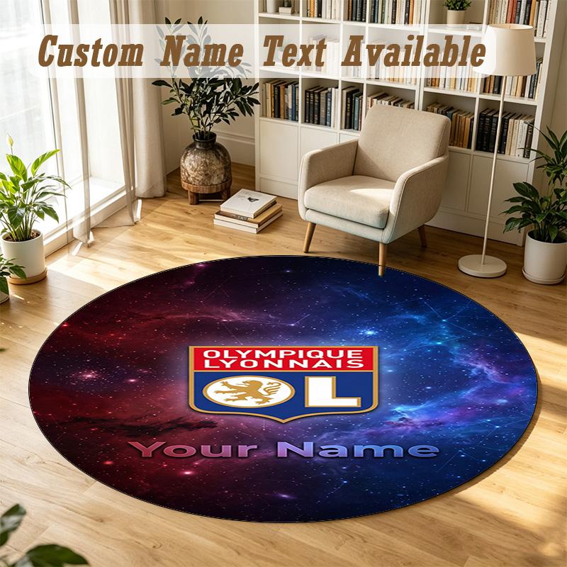 Round Rug Custom NameLyon FC Pattern Non Slip Carpet Home Floor Decor