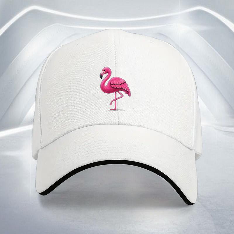 Pink Flamingo Baseball Cap Polyester Adjustable Sandwich Brim Sports Outdoor Hat
