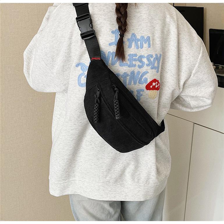 

Trendy Large Capacity Corduroy Crossbody & Waist Bag for Women - 2025 Versatile Design чёрный