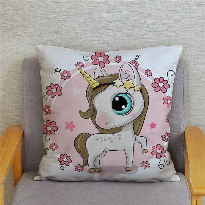 45*45 Square Pillowcase Home Decor Pillowcase Cushion Cover Cute Cartoon Unicorn Print Pillowcase
