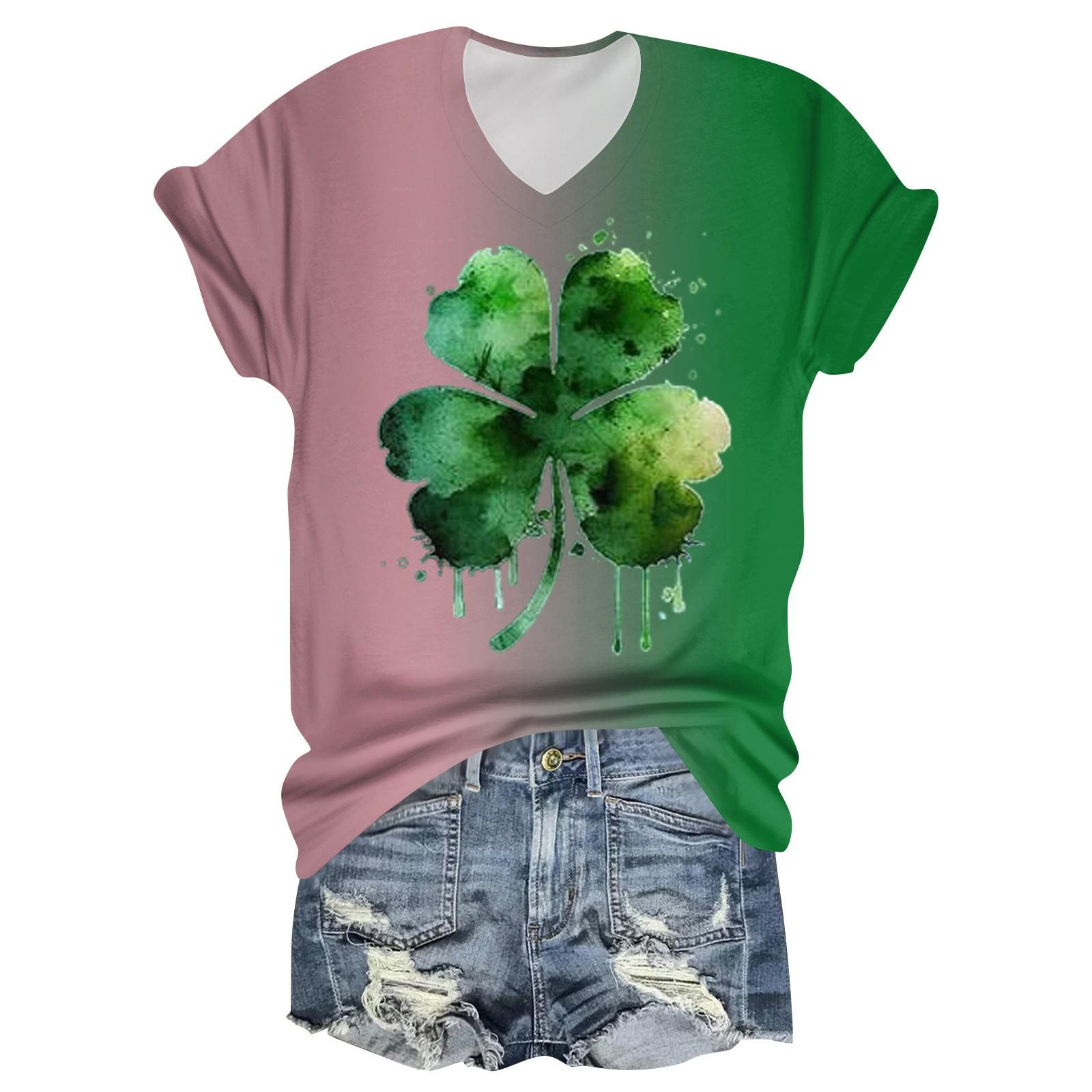 

Женская модная повседневная футболка с коротким рукавом и V-образным вырезом XXXL