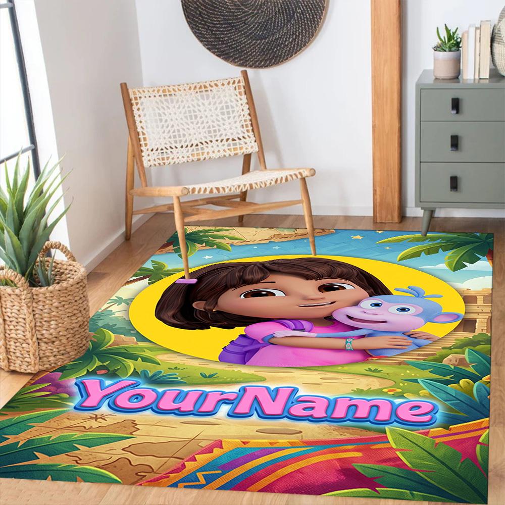 Dora Explorer Personalized Text Area Rug Design for Study room Dining Room Balcony Kitchen Antislip Carpet Anime Office Decor
