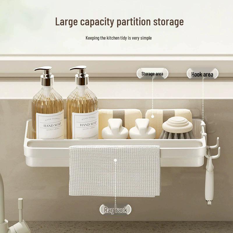 Wall-Mounted Kitchen Sink Rack | No-Drill Storage Solution