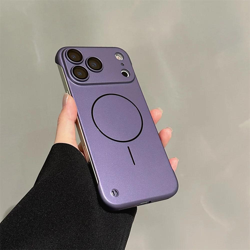 Frameless Magnetic Phone Case for Magsafe Apple iPhone 17 Air 16 Plus 16 14 13 12 Pro Max Back Cover with Camear Protective Thin