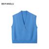Northern Deer Merino Wool V-Neck Sleeveless Vest
