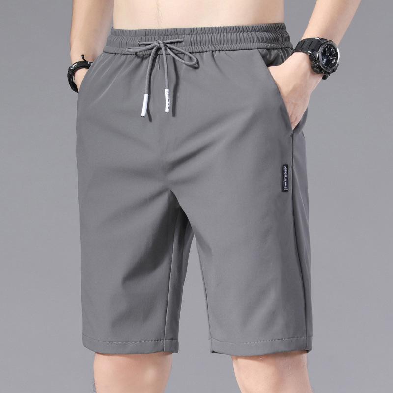 Casual Ice Silk Sport Shorts with Elastic Drawstring Waistband and Pockets