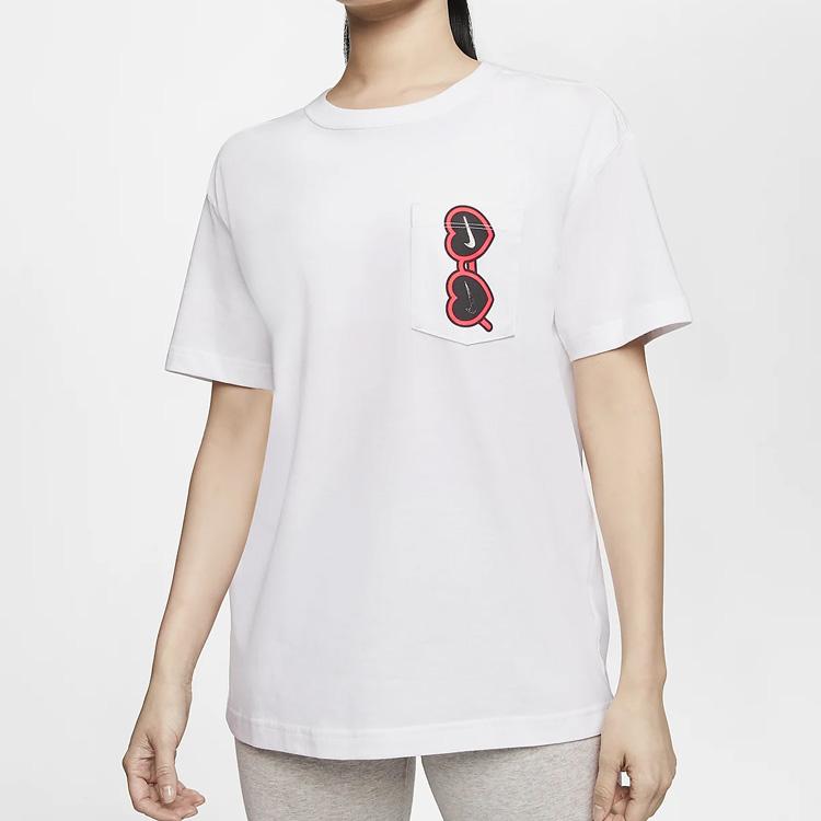 Nike Sportswear Heart Sunglasses Pocket Short Sleeve T-Shirt Women Tops White CU9700-100