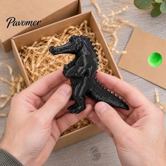 Anthropomorphic Reptile Decor 3D Printed Crocodile Figurine, Realistic Muscular Ornament, Desktop Cross Statue Arm Animal Statue, Creative Sculpture