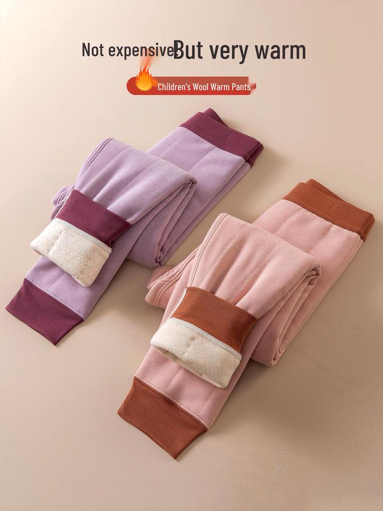 Children's Thickened Velvet School Uniform Pants: Double-Sided Fleece Autumn/Winter Leggings