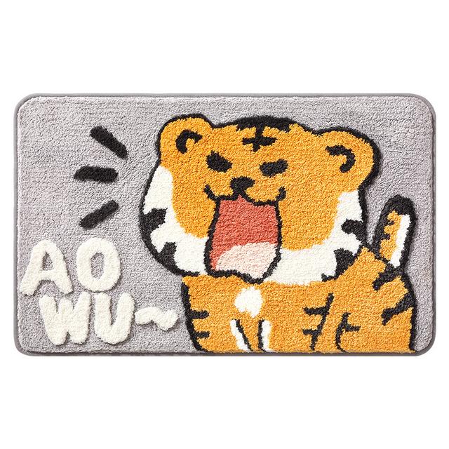 Tiger Absorbent Bathroom Door Entrance Mat Cartoon Bath Rug Bathroom Non -Slip Toilet Mat Entrance Children 'S Room Carpet 